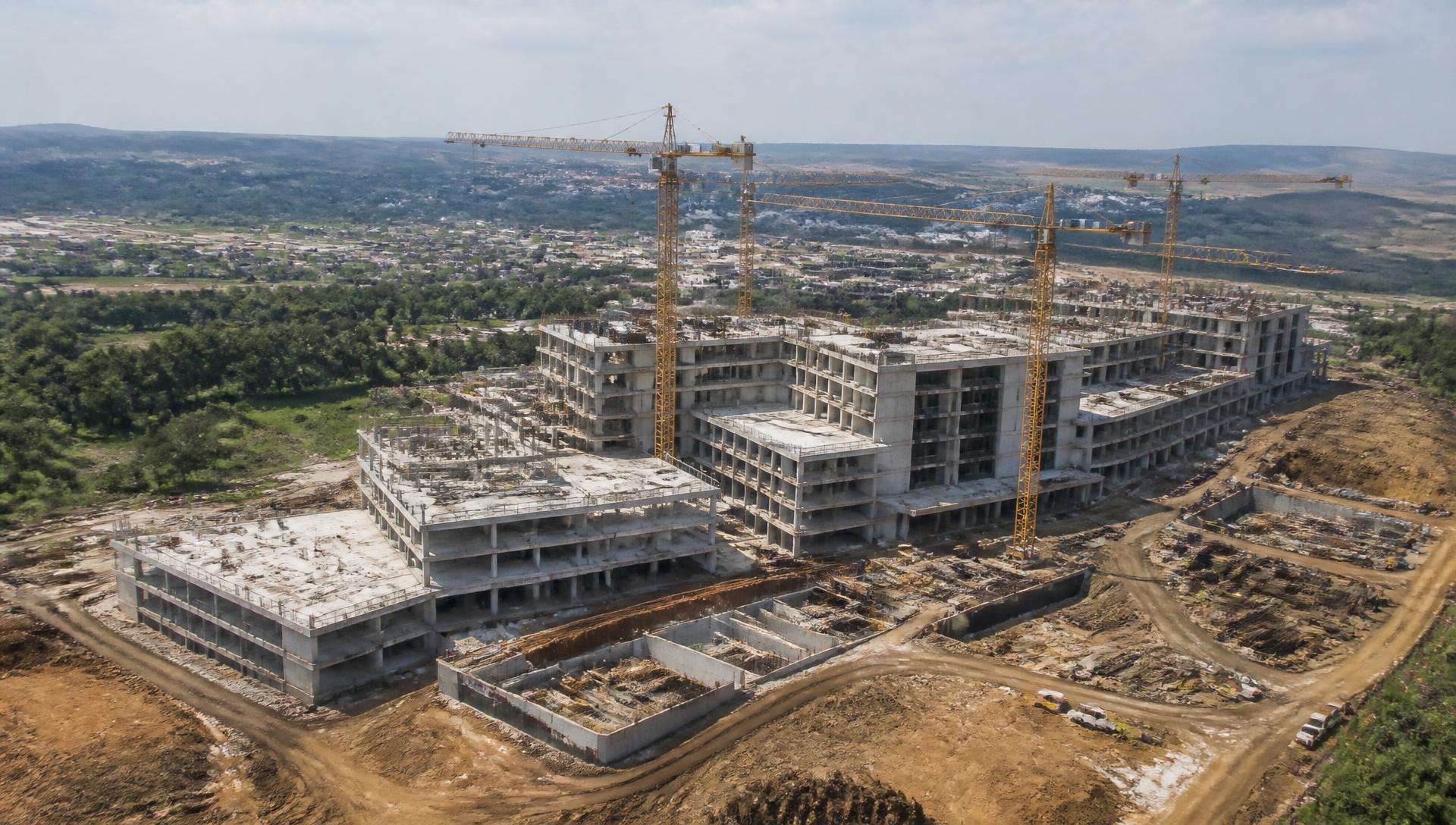 Aerial view of a large-scale mixed-use development under construction in Gauteng